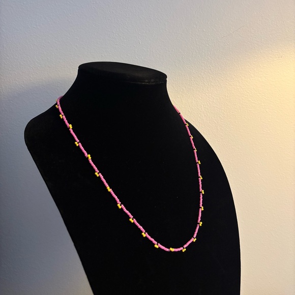 Pink and Yellow Beaded Necklace - Picture 3 of 6